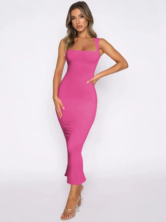 Slit Back Sleeveless Maxi Tank Dress